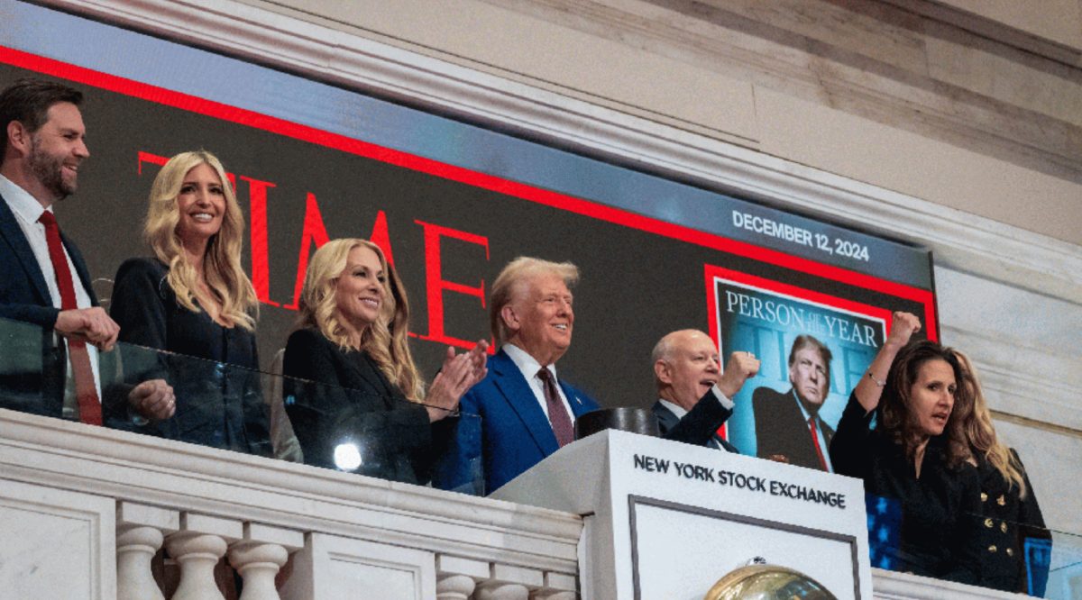 Then President-Elect Donald Trump, as Time Magazine's 2024 Person of the Year, ringing the bell at the New York Stock Exchange.
