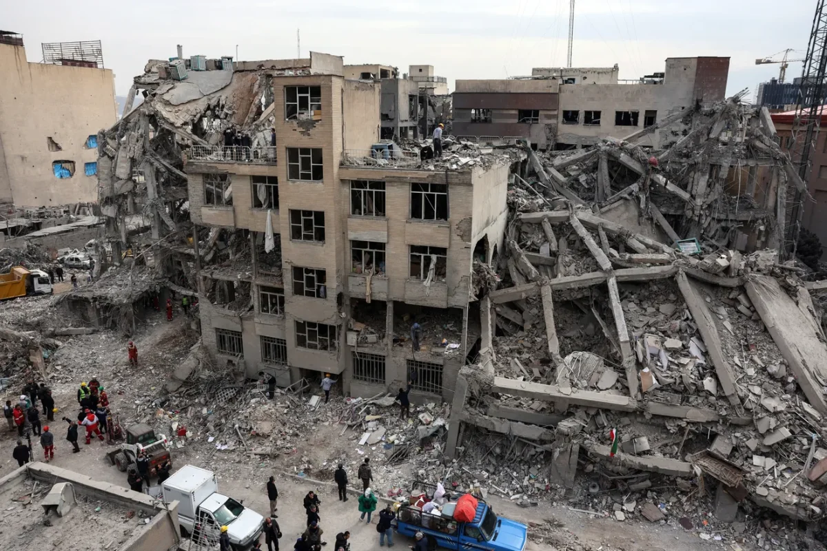 A building in Tehran that has been destroyed by U.S.-Israeli airstrikes.